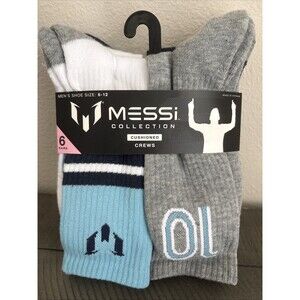 Messi Collection Cushioned Crews - Unisex Socks - Size Men's 6-12 Women’s 10-13